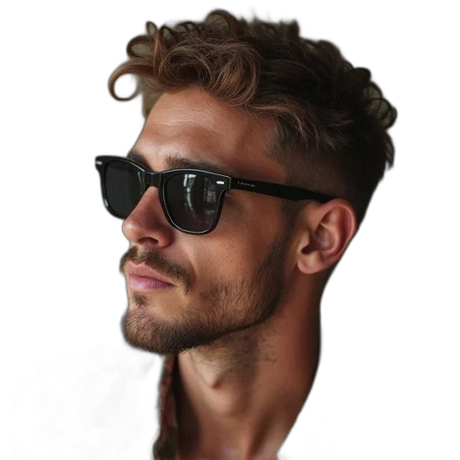 face, hair, staff, jacket transparent PNG cut-out