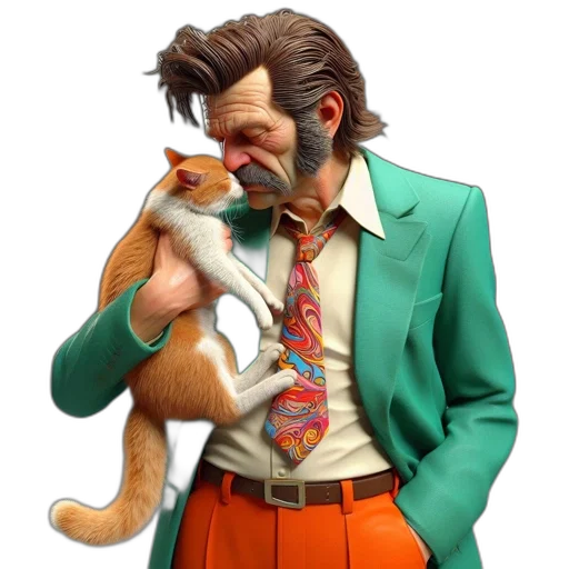 jacket, animal, staff, face, concept art, photorealistic, cartoon, 3d render transparent PNG cut-out