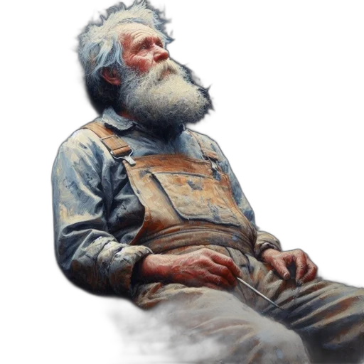 face, staff, oil painting, photorealistic, concept art, watercolor, elderly, man transparent PNG cut-out