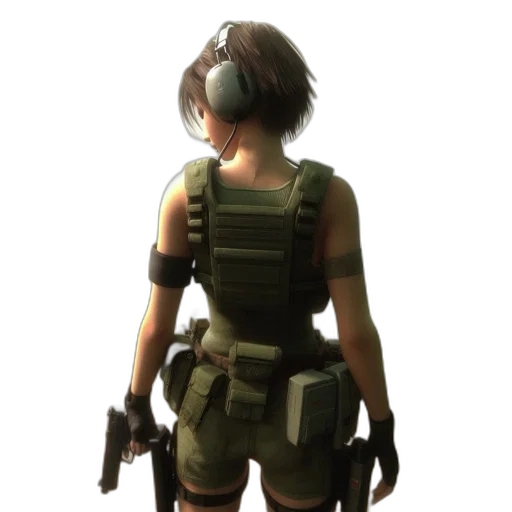 weapon, staff, jacket, face, 3d render, concept art, cyberpunk, pixel art transparent PNG cut-out
