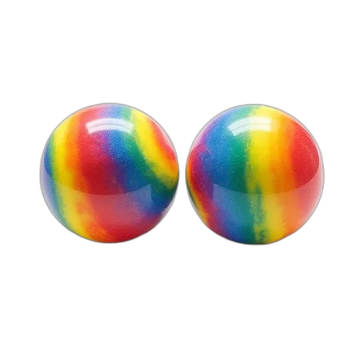 jewelry, 3d render, two, colorful, balls, rainbow, pattern, placed transparent PNG cut-out