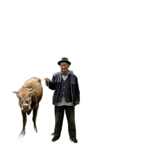 animal, jacket, hat, staff transparent PNG cut-out