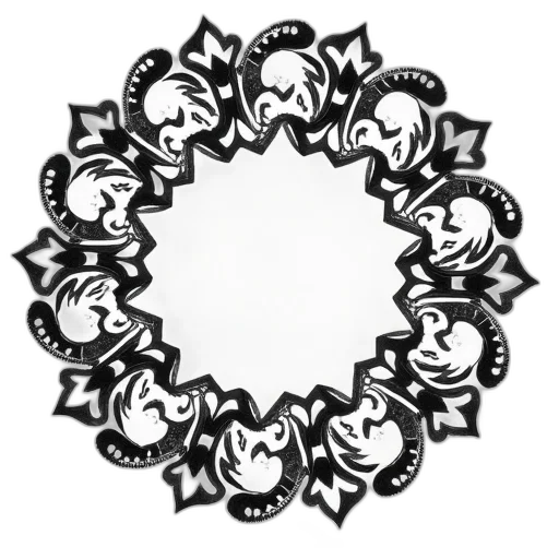 crown, jewelry, staff, flower, 3d render, monochrome, black, white transparent PNG cut-out