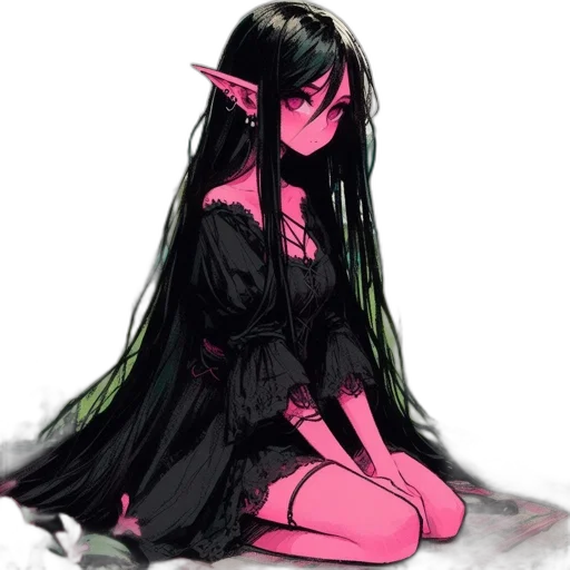 dress, mask, creature, hair, concept art, pixel art, fantasy art, watercolor transparent PNG cut-out
