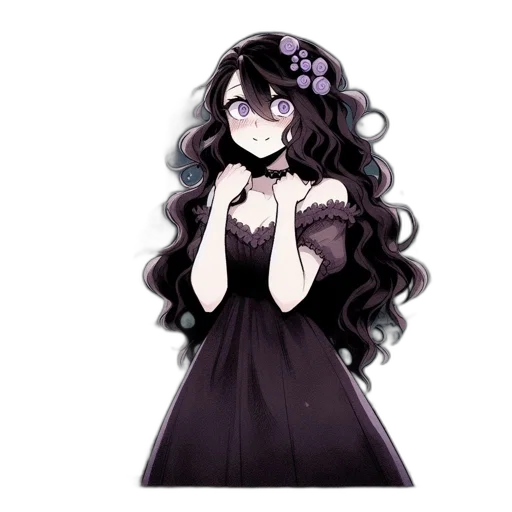 dress, flower, staff, hair, pixel art, concept art, anime, fantasy art transparent PNG cut-out