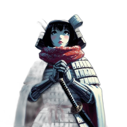 jacket, robot, dress, sword, concept art, comic book art, fantasy art, cyberpunk transparent PNG cut-out