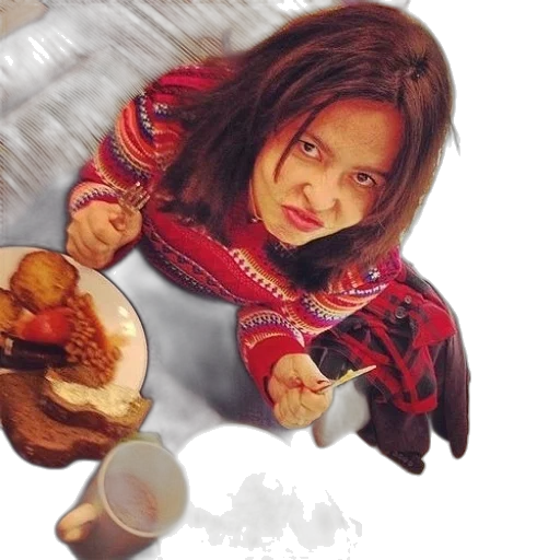 food, photorealistic, oil painting, 3d render, concept art, snow, woman, red transparent PNG cut-out