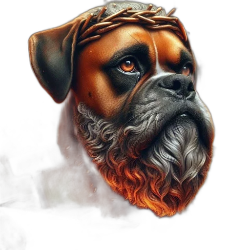 face, animal, photorealistic, fantasy art, oil painting, watercolor, majestic, boxer transparent PNG cut-out