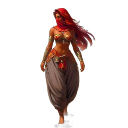 dress, concept art, fantasy art, pixel art, comic book art, red, desert, landscape transparent PNG cut-out