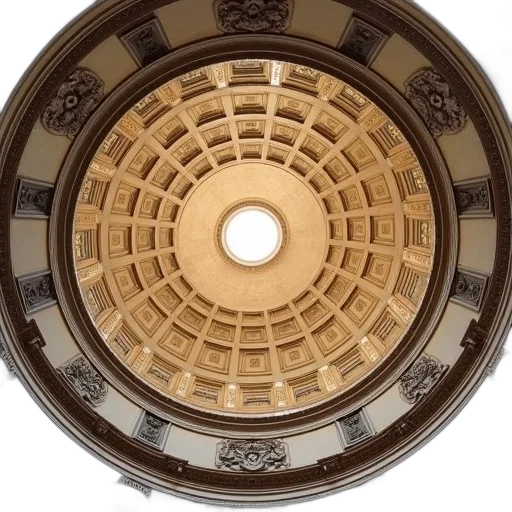 crown, hat, building, jewelry, 3d render, ceiling, pantheon, rome transparent PNG cut-out