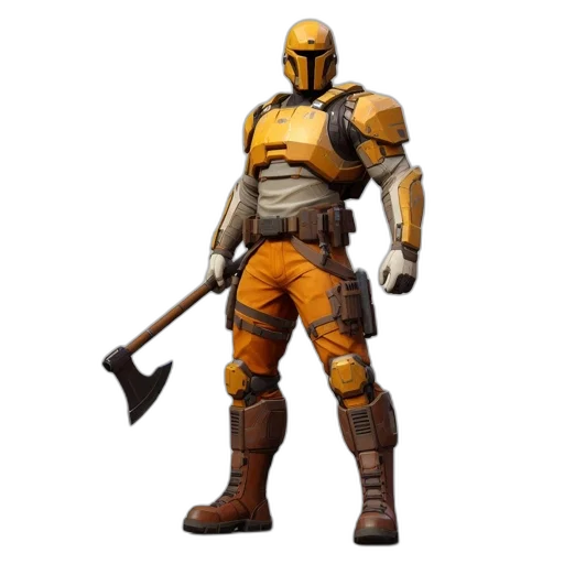 weapon, concept art, 3d render, pixel art, fantasy art, golden, earth tones, armored transparent PNG cut-out