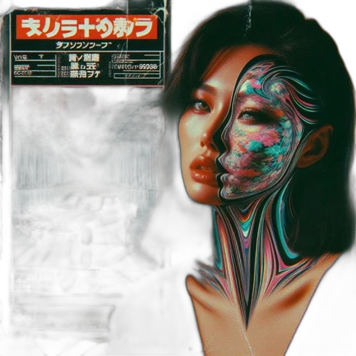 mask, cyberpunk, vaporwave, concept art, photorealistic, pastel, image, vibrant transparent PNG cut-out