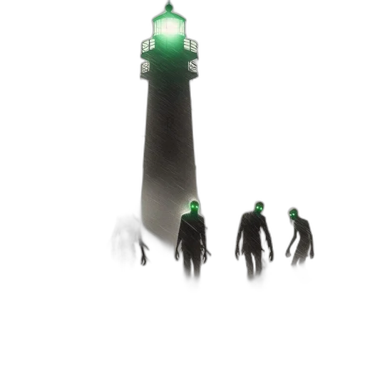 concept art, 3d render, pixel art, fantasy art, fog, green, stormy, beach transparent PNG cut-out