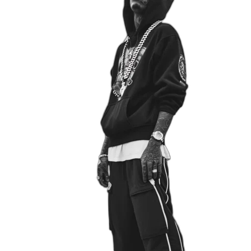 jacket, staff, concept art, photorealistic, 3d render, cartoon, hooded, man transparent PNG cut-out