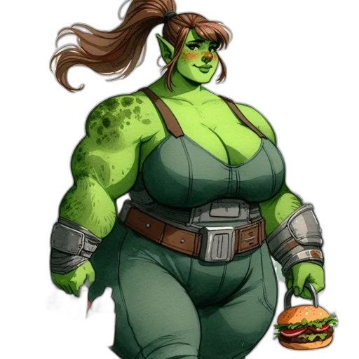 food, staff, creature, concept art, comic book art, fantasy art, pixel art, green transparent PNG cut-out