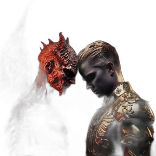 mask, concept art, fantasy art, 3d render, photorealistic, fire, dark, red transparent PNG cut-out