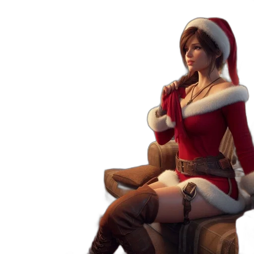 concept art, 3d render, fantasy art, pixel art, woman, wearing, santa, claus transparent PNG cut-out