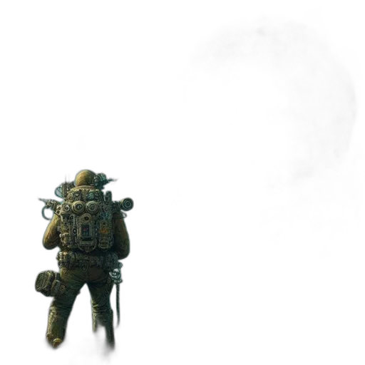 robot, weapon, staff, creature, concept art, pixel art, 3d render, fantasy art transparent PNG cut-out