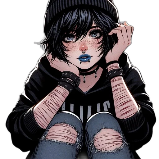face, mask, hat, jacket, anime, pixel art, cartoon, comic book art transparent PNG cut-out