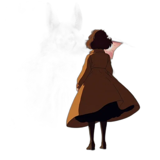 dress, jacket, staff, umbrella, concept art, watercolor, pixel art, anime transparent PNG cut-out