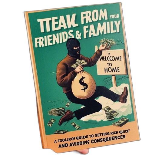 book, cover, depicted, mocking, humor, featuring, person, mask transparent PNG cut-out