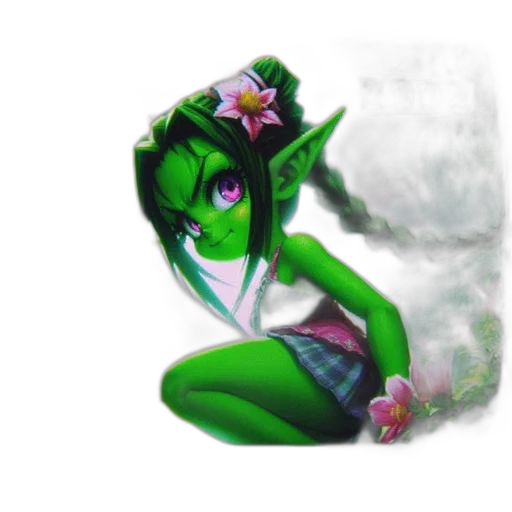 flower, staff, creature, fantasy art, concept art, pixel art, photorealistic, green transparent PNG cut-out