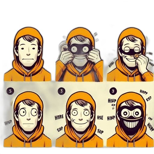 mask, face, jacket, creature, comic book art, cartoon, concept art, anime transparent PNG cut-out