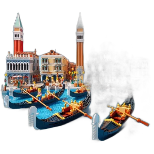 concept art, 3d render, photorealistic, pixel art, lego, representation, venice, italy transparent PNG cut-out