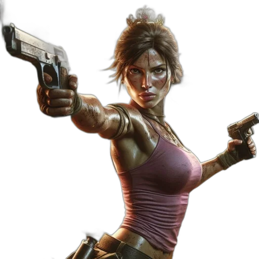 concept art, comic book art, cyberpunk, photorealistic, armed, woman, crown, stands transparent PNG cut-out