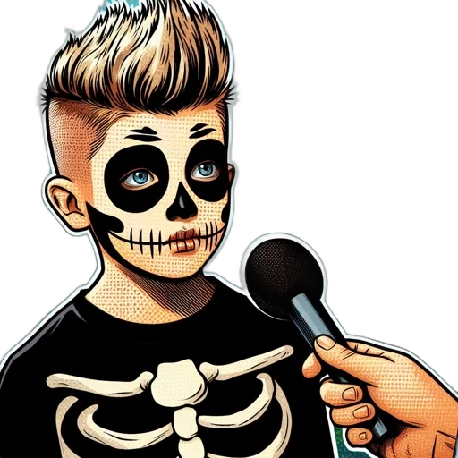 cartoon, concept art, comic book art, illustration, shows, costumed, boy, skull transparent PNG cut-out