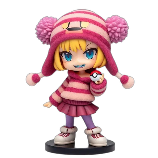 hat, 3d render, concept art, pixel art, cartoon, chibi-style, figurine, blonde-haired transparent PNG cut-out