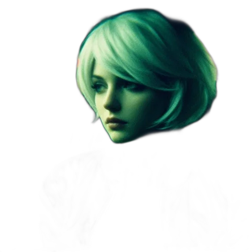 face, hair, mask, photorealistic, concept art, pixel art, fantasy art, green transparent PNG cut-out