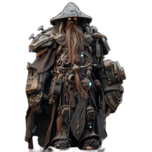 jacket, staff, mask, creature, concept art, fantasy art, 3d render, photorealistic transparent PNG cut-out