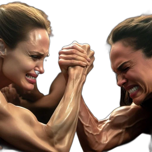 photorealistic, concept art, comic book art, 3d render, two, women, engage, intense transparent PNG cut-out