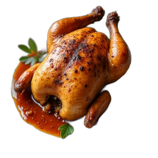 food, animal, crown, photorealistic, 3d render, roast, chicken, spices transparent PNG cut-out