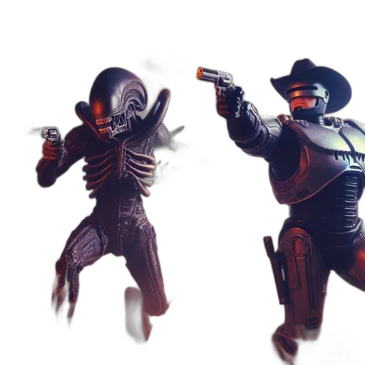 robot, weapon, mask, staff, concept art, 3d render, fantasy art, pixel art transparent PNG cut-out