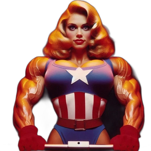 comic book art, concept art, woman, dressed, captain, america, outfit, muscular transparent PNG cut-out