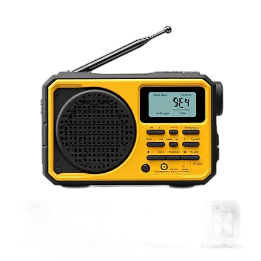 staff, yellow, black, portable, radio, red, white, upgrade transparent PNG cut-out