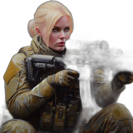 weapon, jacket, face, concept art, comic book art, photorealistic, fantasy art, fire transparent PNG cut-out