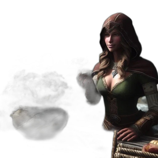concept art, fantasy art, photorealistic, comic book art, fog, fire, earth tones, woman transparent PNG cut-out