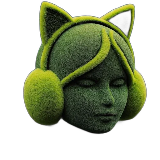 hat, mask, staff, face, 3d render, concept art, photorealistic, green transparent PNG cut-out