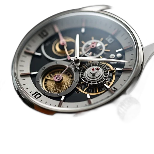 jewelry, photorealistic, 3d render, close-up, wristwatch, detailed, mechanical, movement transparent PNG cut-out