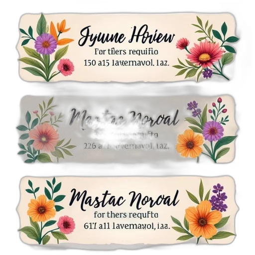 monochrome, colorful, floral, address transparent PNG cut-out