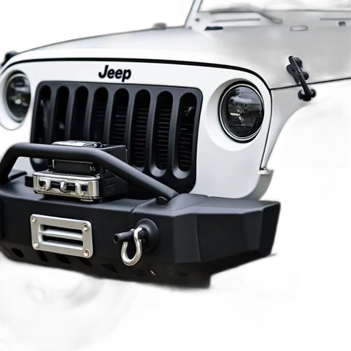 car, weapon, 3d render, close-up, front, white, jeep, black transparent PNG cut-out