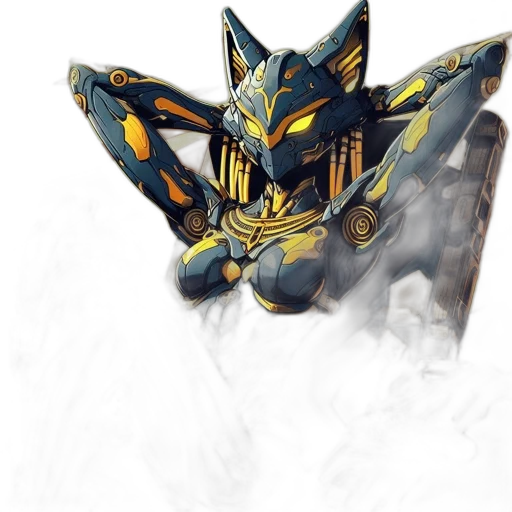 mask, robot, dragon, weapon, concept art, fantasy art, anime, photorealistic transparent PNG cut-out
