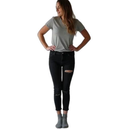 jacket, staff, shoes, monochrome, dark, woman, standing, her transparent PNG cut-out