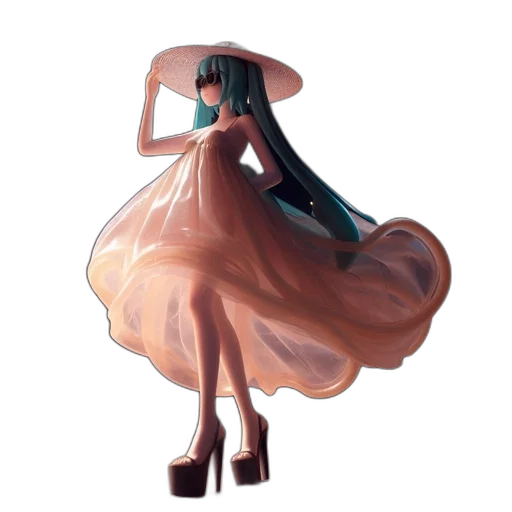 dress, robot, hat, shoes, concept art, 3d render, fantasy art, pixel art transparent PNG cut-out