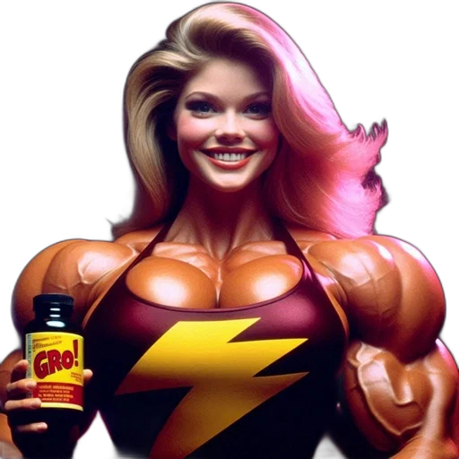 comic book art, photorealistic, concept art, cartoon, muscular, blonde, woman, holds transparent PNG cut-out