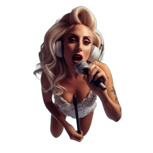 cartoon, pixel art, concept art, photorealistic, woman, sings, into, mic transparent PNG cut-out