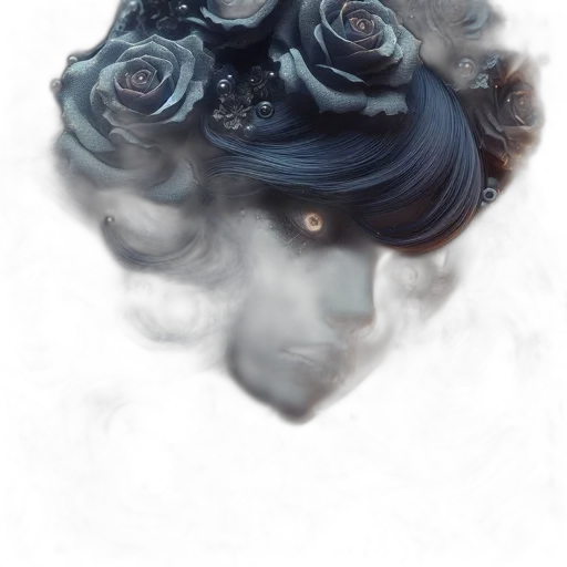 crown, flower, mask, face, photorealistic, fantasy art, concept art, watercolor transparent PNG cut-out